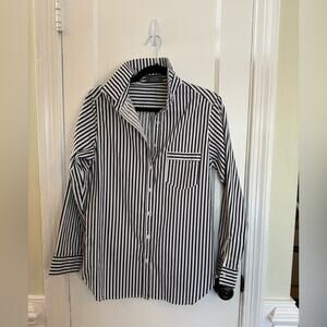 Allison Joy Navy and White Stripef Button Down Long Sleeve Shirt